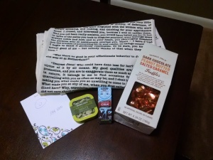 The contents of my "care package" from my buddy, Beth...